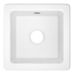 Lancaster 15' x 15' x 7.5' Fireclay Single-Basin Dual-Mount Kitchen Sink in White