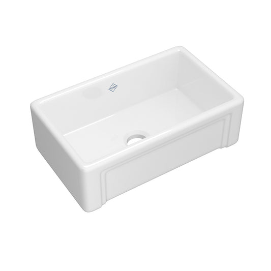 Egerton 18.44" x 30.44" x 10.11" Fireclay Single-Basin Farmhouse Kitchen Sink in White
