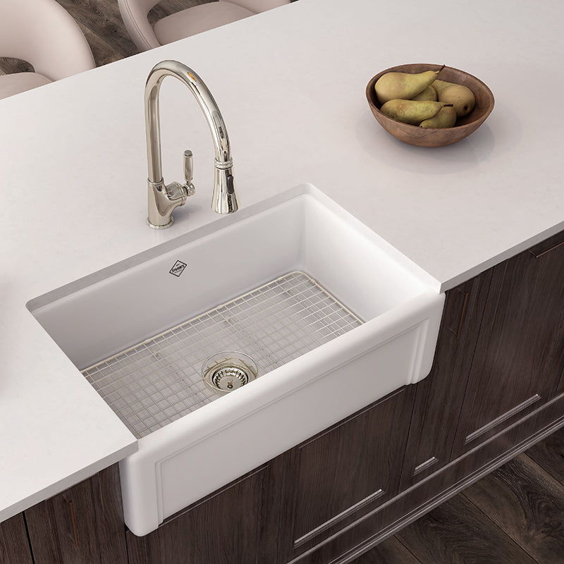 Egerton 18.44' x 30.44' x 10.11' Fireclay Single-Basin Farmhouse Kitchen Sink in White