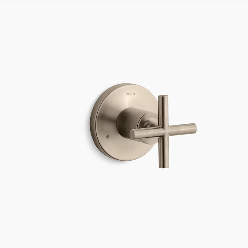 Purist Single Cross Handle Transfer Valve Trim in Vibrant Brushed Bronze