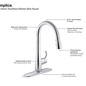 Simplice Touchless Pull-Down Kitchen Faucet in Matte Black