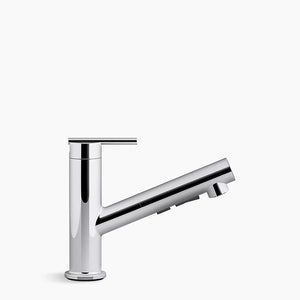 Crue Pull-Out Kitchen Faucet in Vibrant Brushed Moderne Brass