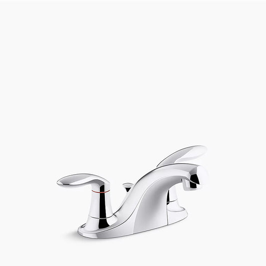 Coralais Centerset 1.2 gpm Two-Handle Bathroom Faucet in Polished Chrome with Plastic Drain