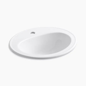 Pennington 17.5' x 20.25' x 8.5' Vitreous China Drop-In Bathroom Sink in White - 1 Faucet Hole