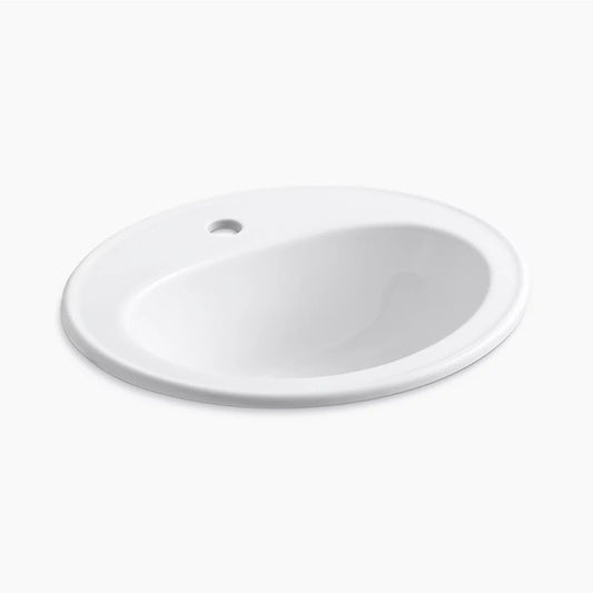 Pennington 17.5" x 20.25" x 8.5" Vitreous China Drop-In Bathroom Sink in White - 1 Faucet Hole