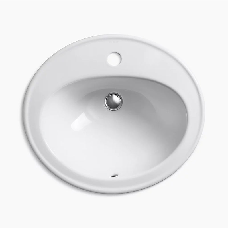 Pennington 17.5' x 20.25' x 8.5' Vitreous China Drop-In Bathroom Sink in White - 1 Faucet Hole