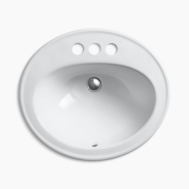 Pennington 17.5' x 20.25' x 8.5' Vitreous China Drop-In Bathroom Sink in White - Centerset Faucet Holes