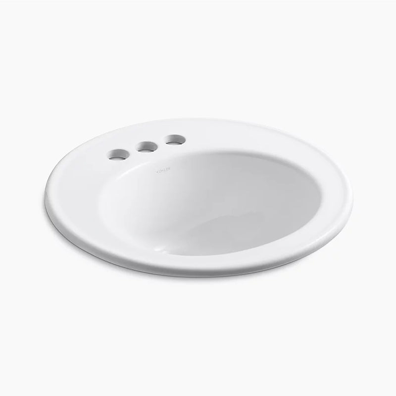 Brookline 19' x 19' x 10' Vitreous China Drop-In Bathroom Sink in White - Centerset Faucet Holes