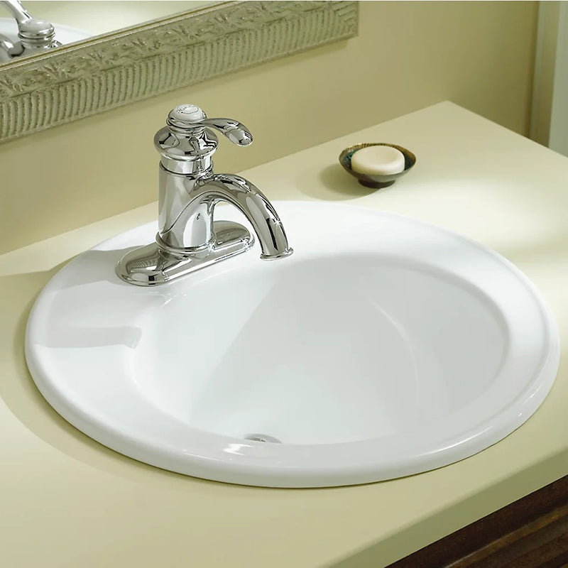 Brookline 19' x 19' x 10' Vitreous China Drop-In Bathroom Sink in White - Centerset Faucet Holes