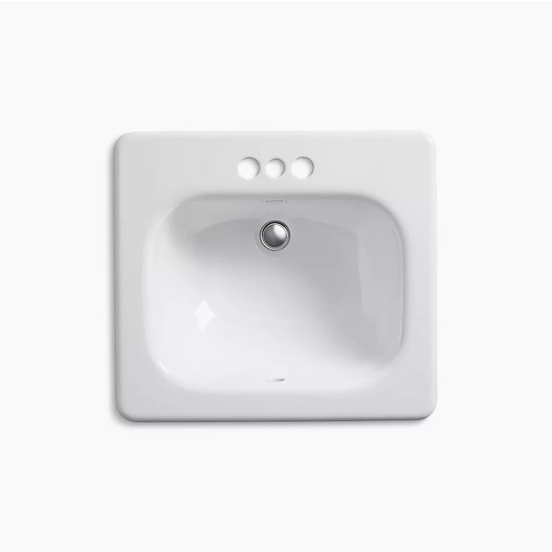 Tahoe 19' x 21' x 8.56' Enameled Cast Iron Drop-In Bathroom Sink in White - Centerset Faucet Holes