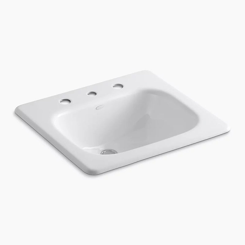 Tahoe 19' x 21' x 8.56' Enameled Cast Iron Drop-In Bathroom Sink in White - Widespread Faucet Holes