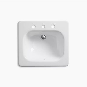 Tahoe 19' x 21' x 8.56' Enameled Cast Iron Drop-In Bathroom Sink in White - Widespread Faucet Holes