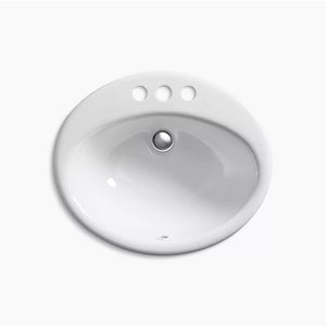 Farmington 16.25' x 19.25' x 8.75' Enameled Cast Iron Drop-In Bathroom Sink in White - Centerset Faucet Holes