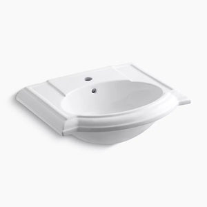 Devonshire 19.75' x 24.13' x 9' Vitreous China Pedestal Top Bathroom Sink in White - 1 Faucet Hole