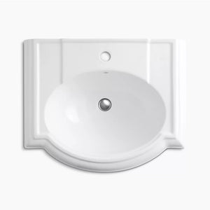 Devonshire 19.75' x 24.13' x 9' Vitreous China Pedestal Top Bathroom Sink in White - 1 Faucet Hole
