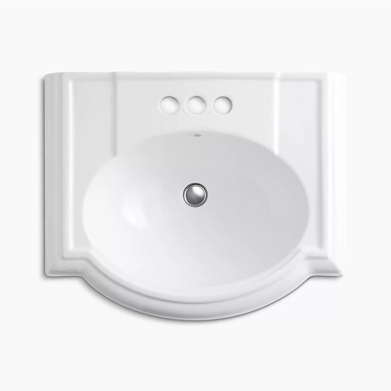 Devonshire 19.75' x 24.13' x 9' Vitreous China Pedestal Top Bathroom Sink in White - Centerset Faucet Holes