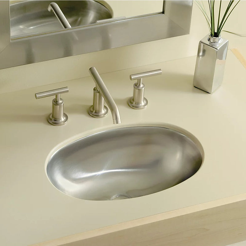 Bolero 11.75' x 16.75' x 6' Stainless Steel Dual-Mount Bathroom Sink