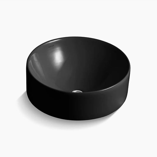 Vox 16.5" x 16.5" x 8" Vitreous China Vessel Bathroom Sink in Black Black