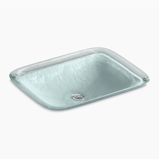 Inia Wading Pool 14.94" x 20.63" x 4.69" Glass Vessel Bathroom Sink in Opaque Dew