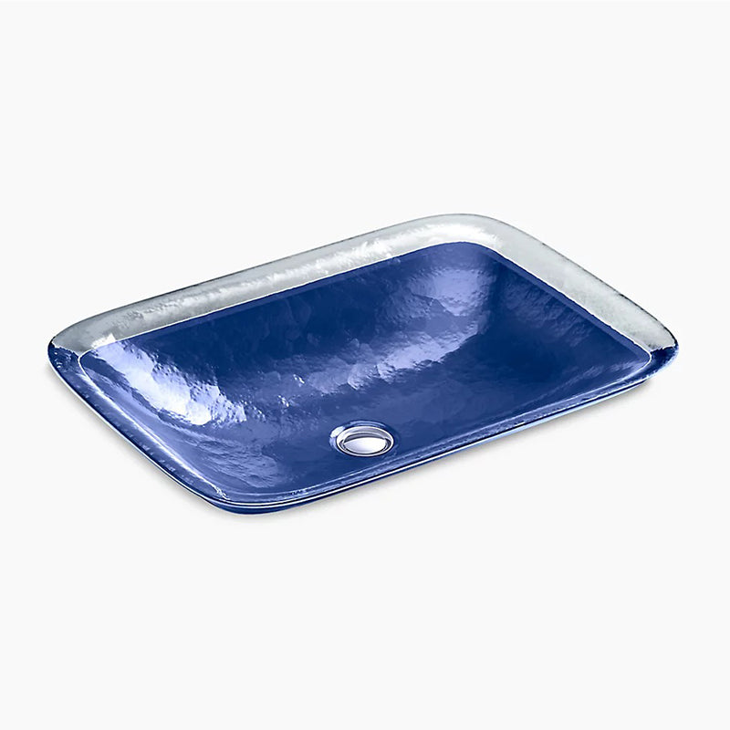 Inia Wading Pool 14.94' x 20.63' x 4.69' Glass Vessel Bathroom Sink in Opaque Sapphire