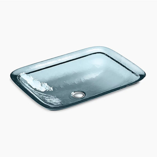 Inia Wading Pool 14.94" x 20.63" x 4.69" Glass Vessel Bathroom Sink in Translucent Dusk