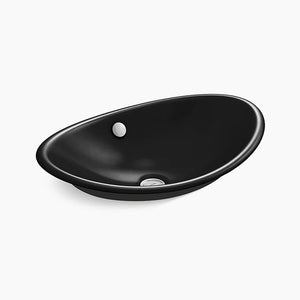 Iron Plains Wading Pool 14.25' x 20.75' x 6.63' Enameled Cast Iron Vessel Bathroom Sink in Black Black