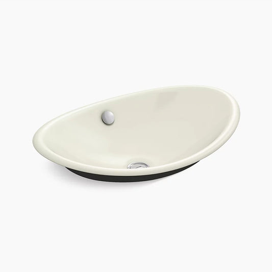 Iron Plains Wading Pool 14.25" x 20.75" x 6.63" Enameled Cast Iron Vessel Bathroom Sink in Biscuit with Black Underside