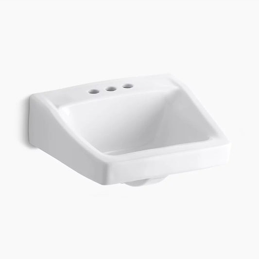 Chesapeake 17.25" x 19.25" x 8.13" Vitreous China Wall Mount Bathroom Sink in White - Centerset Faucet Holes