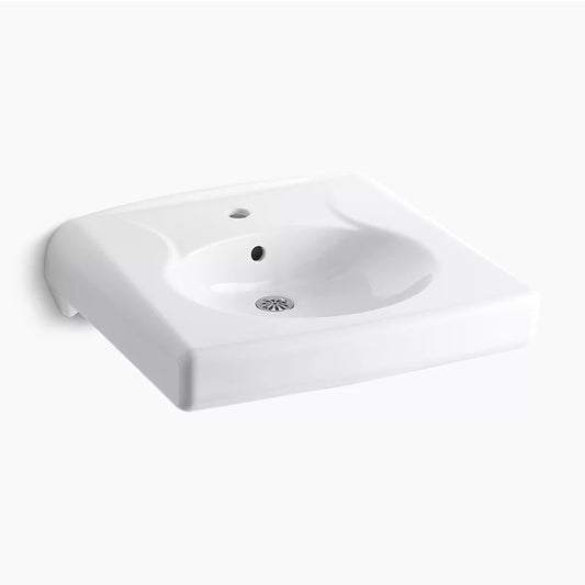 Brenham 19.75" x 21.94" x 6.5" Vitreous China Wall Mount Bathroom Sink in White with Antimicrobial Finish