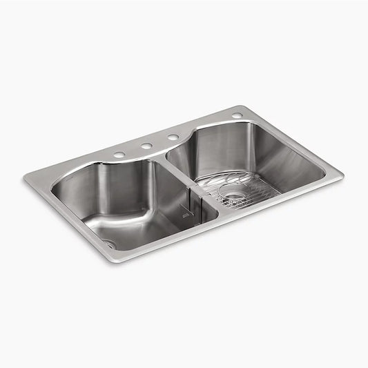 Octave 22" x 33" x 9.31" Stainless Steel Double-Basin Dual-Mount Kitchen Sink