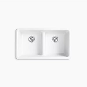 Iron/Tones 18.75' x 33' x 9.63' Enameled Cast Iron Double-Basin Dual-Mount Kitchen Sink in Thunder Grey