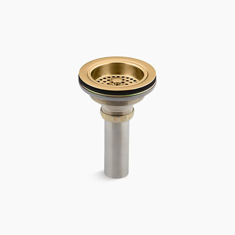 Duostrainer Kitchen Sink Drain Tailpiece in Vibrant Brushed Moderne Brass