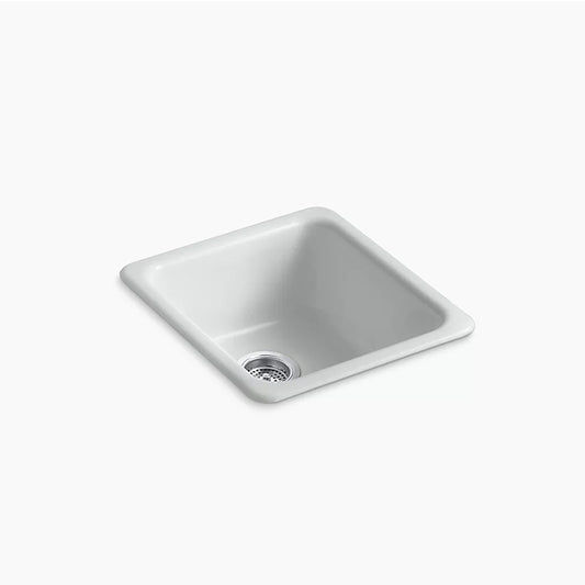 Iron/Tones 18.75" x 17" x 8.25" Enameled Cast Iron Single-Basin Dual-Mount Kitchen Sink in Ice Grey