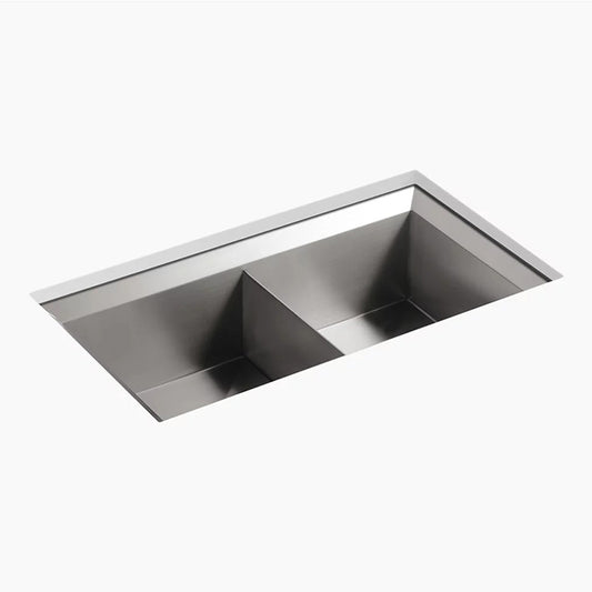 Poise 18" x 33" x 9.5" Stainless Steel Double-Basin Undermount Kitchen Sink