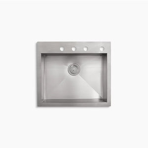 Vault 22' x 25' x 9.31' Stainless Steel Single-Basin Undermount Kitchen Sink - 4 Faucet Holes