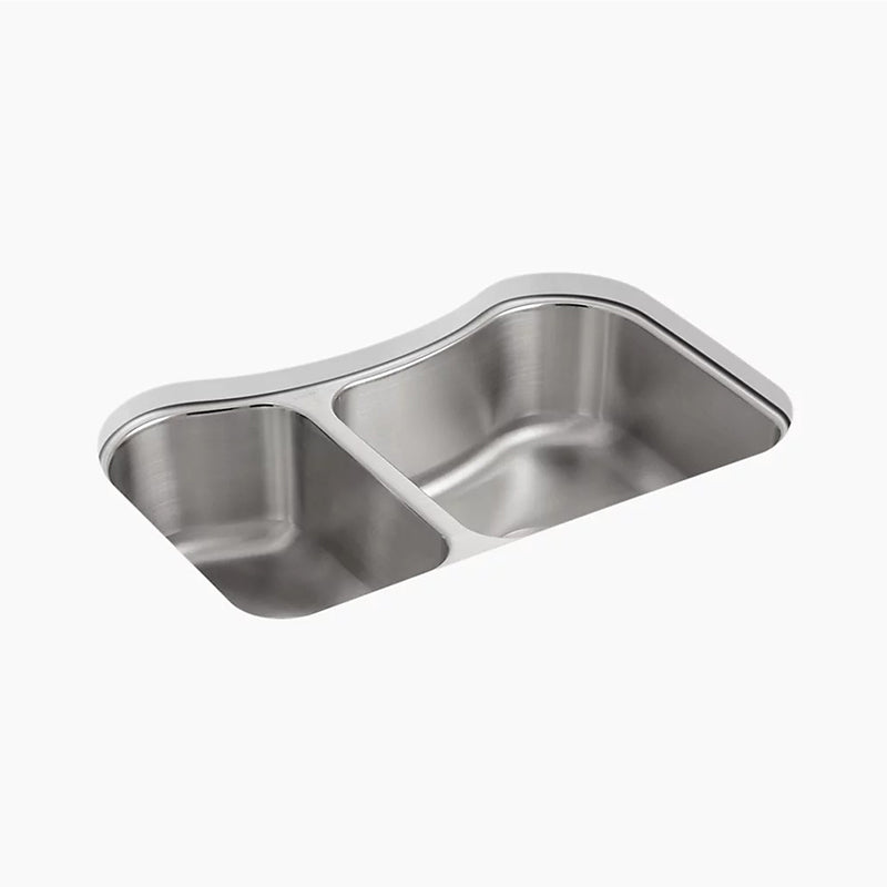 Staccato 19.56' x 31.63' x 8.38' Stainless Steel 30/70 Double-Basin Undermount Kitchen Sink