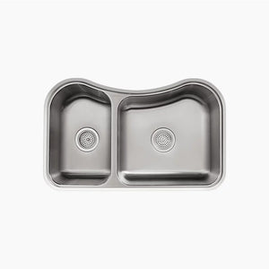 Staccato 19.56' x 31.63' x 8.38' Stainless Steel 30/70 Double-Basin Undermount Kitchen Sink