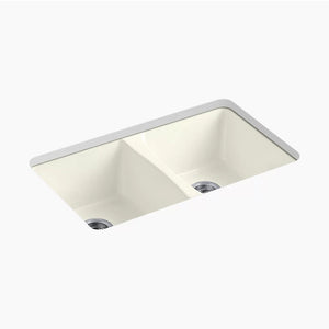 Deerfield 22' x 33' x 9.63' Enameled Cast Iron Double-Basin Undermount Kitchen Sink in Biscuit