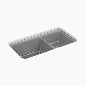 Cairn 18.31' x 33.5' x 10.13' Neoroc 60/40 Double-Basin Undermount Kitchen Sink in Matte Grey
