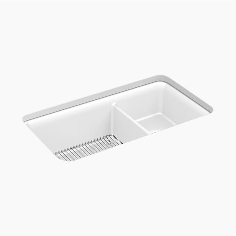 Cairn 18.31' x 33.5' x 10.13' Neoroc Double-Basin Undermount Kitchen Sink in Matte White