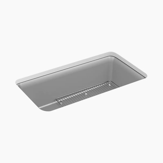 Cairn 18.31" x 33.5" x 10.13" Neoroc Single-Basin Undermount Kitchen Sink in Matte Grey
