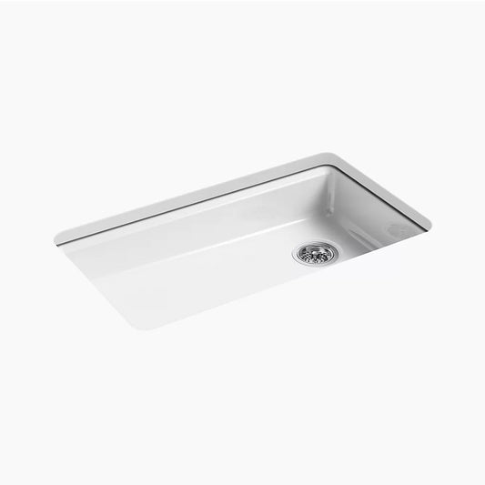 Riverby 22" x 33" x 5.88" Enameled Cast Iron Single-Basin Undermount Kitchen Sink in White