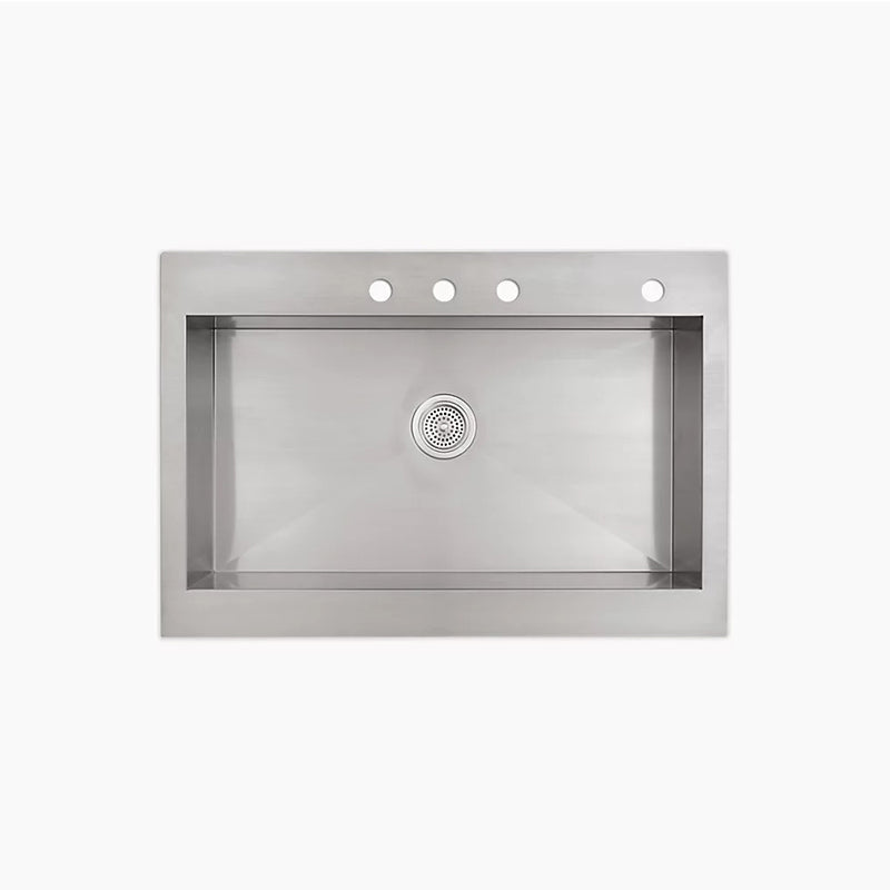 Vault 24.31' x 35.75' x 9.31' Stainless Steel Single-Basin Farmhouse Kitchen Sink - 4 Faucet Holes