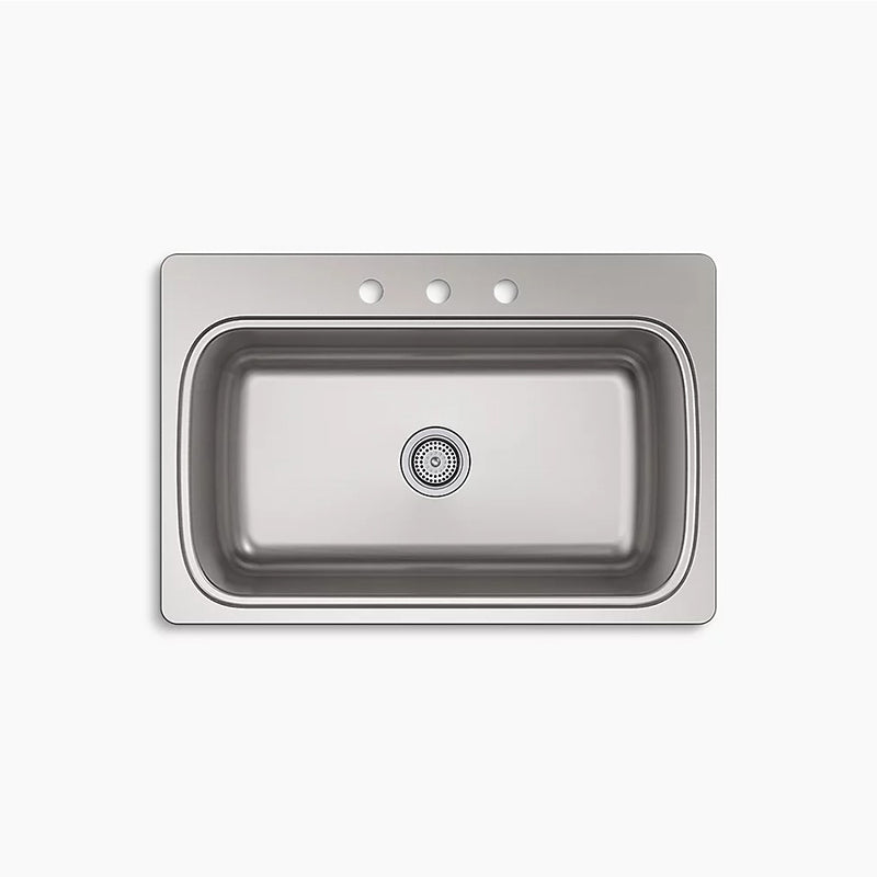 Verse 22' x 33' x 9.31' Stainless Steel Single-Basin Drop-In Kitchen Sink - 3 Faucet Holes