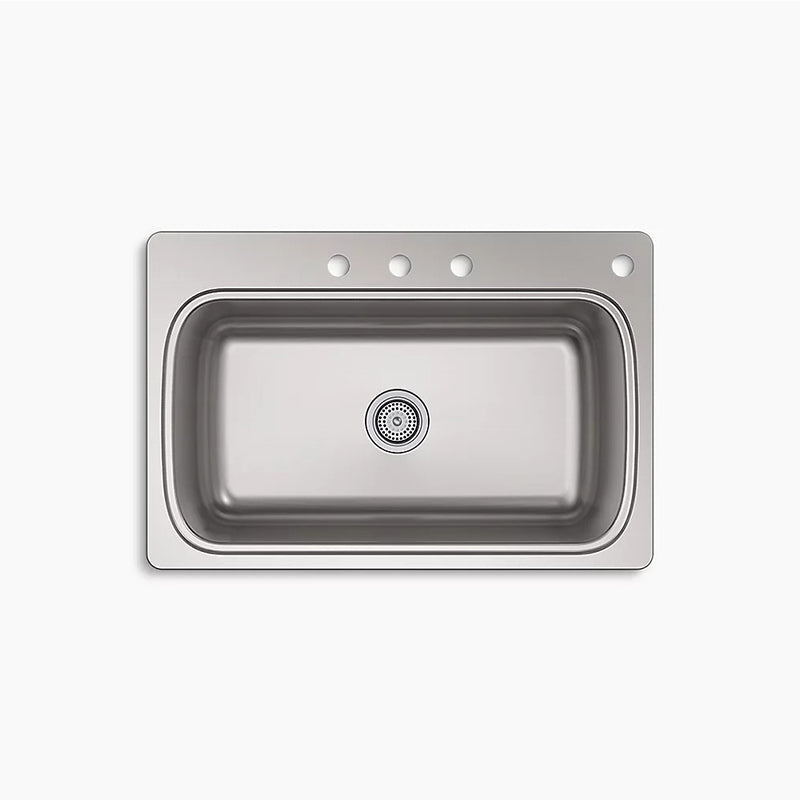 Verse 22' x 33' x 9.31' Stainless Steel Single-Basin Drop-In Kitchen Sink - 4 Faucet Holes