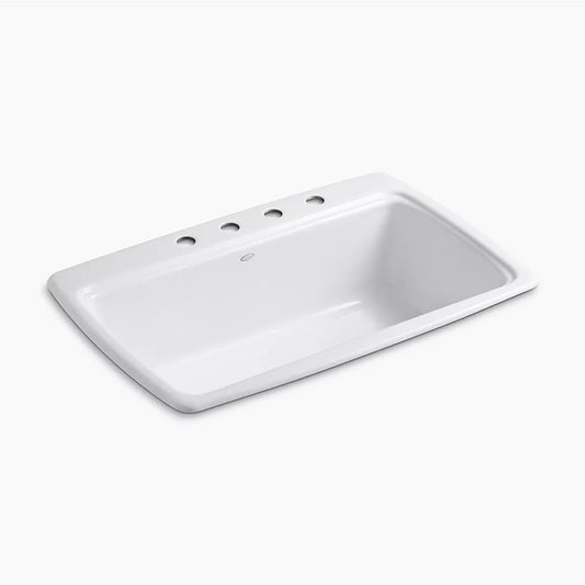 Cape Dory 22" x 33" x 9.63" Enameled Cast Iron Single-Basin Drop-In Kitchen Sink in White
