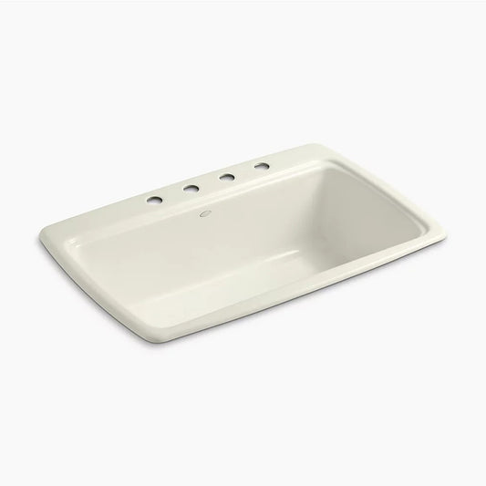 Cape Dory 22" x 33" x 9.63" Enameled Cast Iron Single-Basin Drop-In Kitchen Sink in Biscuit