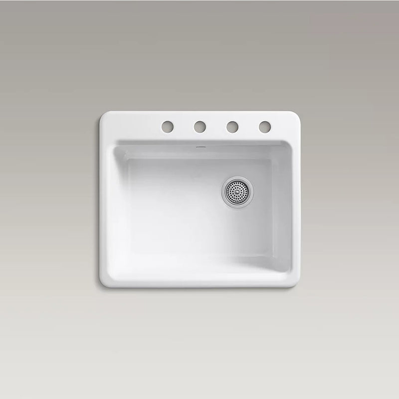 Riverby 22' x 25' x 9.63' Enameled Cast Iron Single-Basin Drop-In Kitchen Sink in White