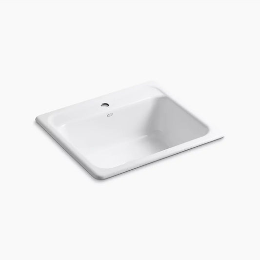 Mayfield 22" x 25" x 8.75" Enameled Cast Iron Single-Basin Drop-In Kitchen Sink in White - 1 Faucet Hole