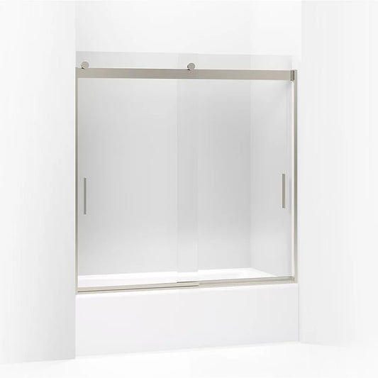 Levity 59.31" Clear Glass Sliding Bath Door in Matte Nickel